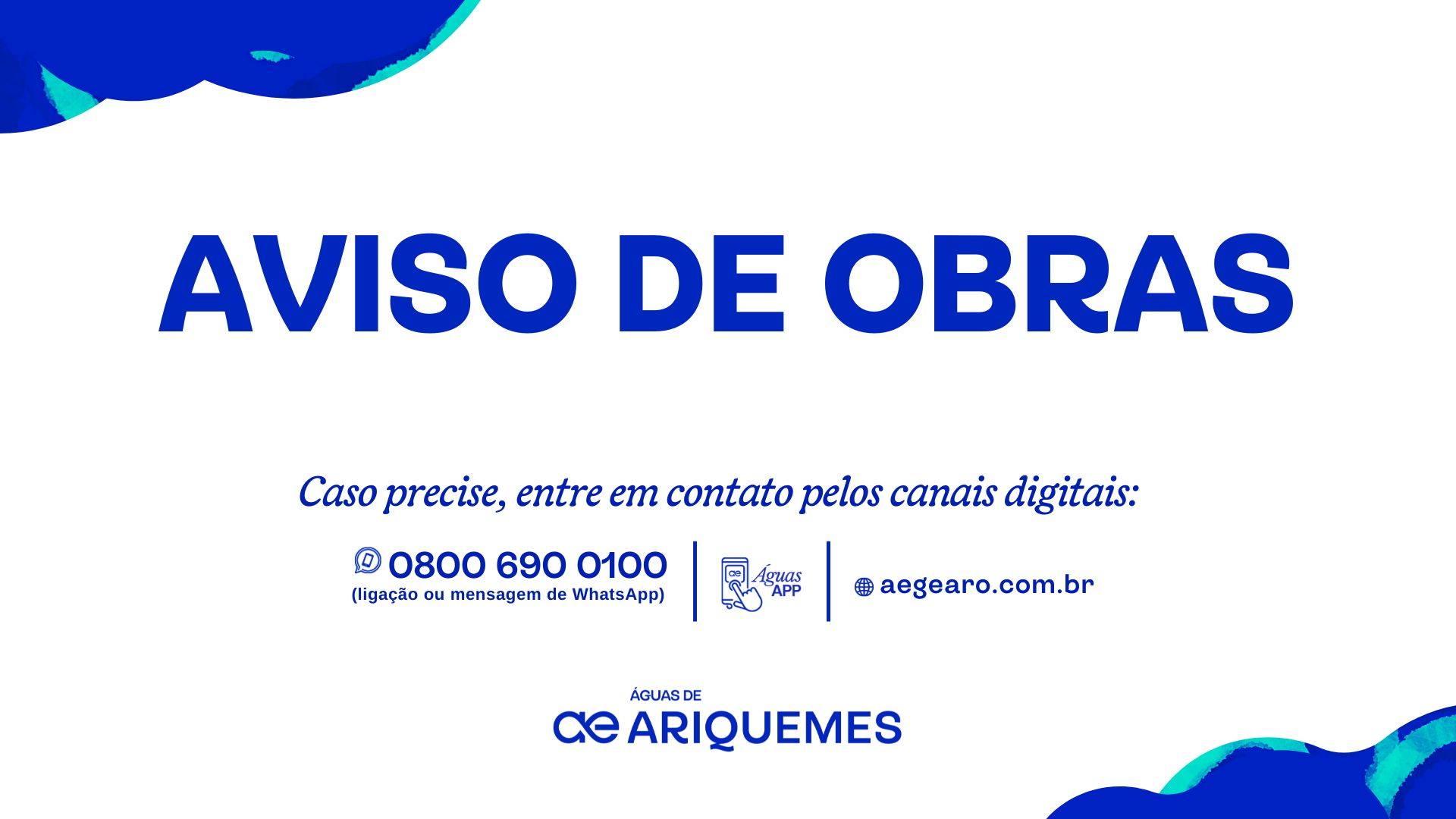 AVISO IMPORTANTE – ÁGUAS DE ARIQUEMES