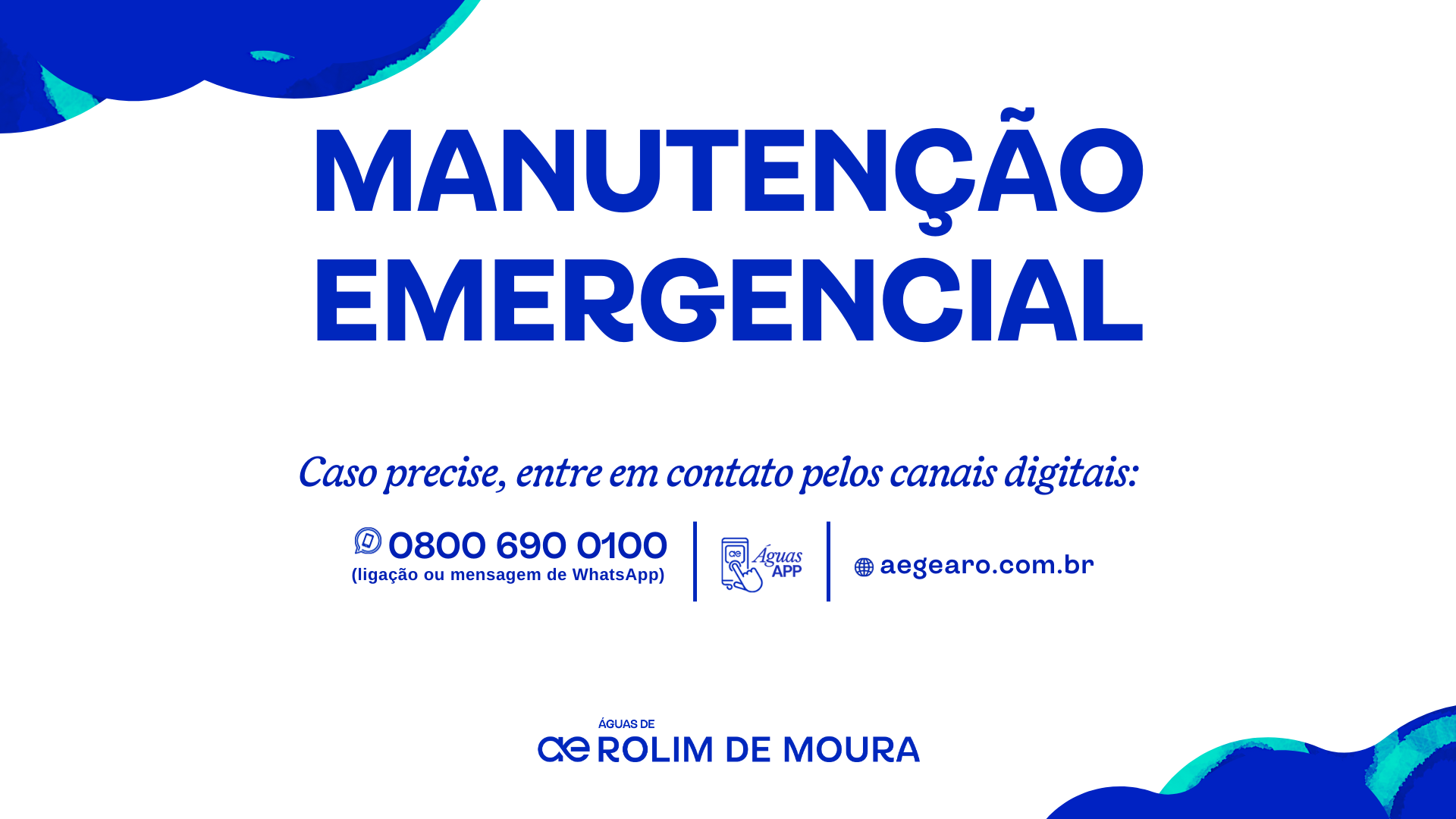 AVISO IMPORTANTE – ÁGUAS DE ROLIM DE MOURA
